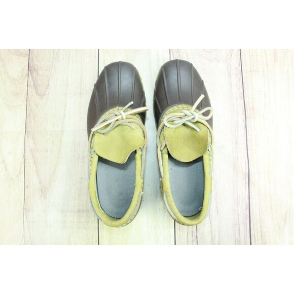 LL Bean Boots Rubber Moc Nubuck Green Brown Waterproof Unlined Size 7 M - Picture 7 of 10